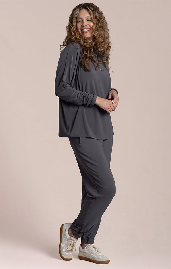 Sympli Echo Slouch Turtle Neck Top | Black Pearl