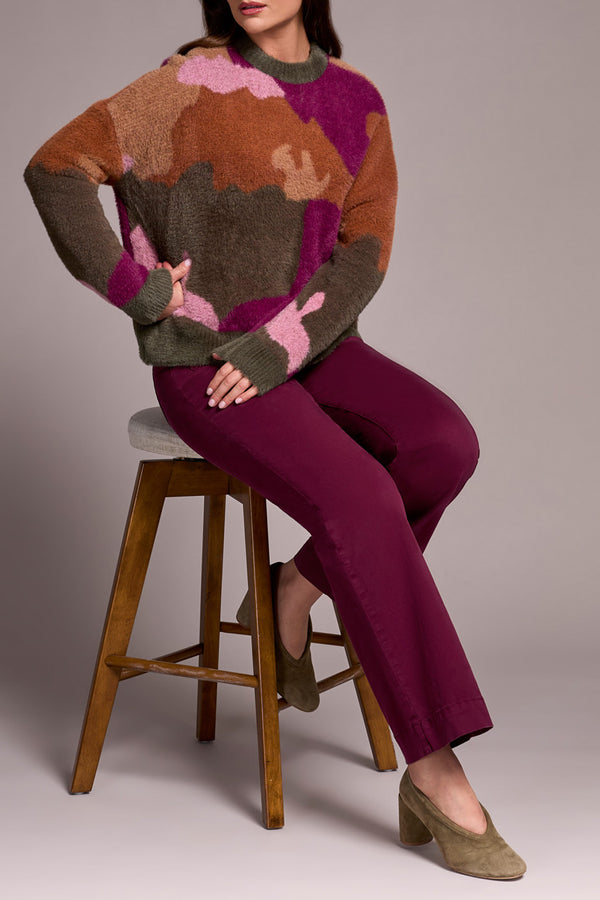 Tribal Crew Neck Intarsia Sweater | Ginger Spice