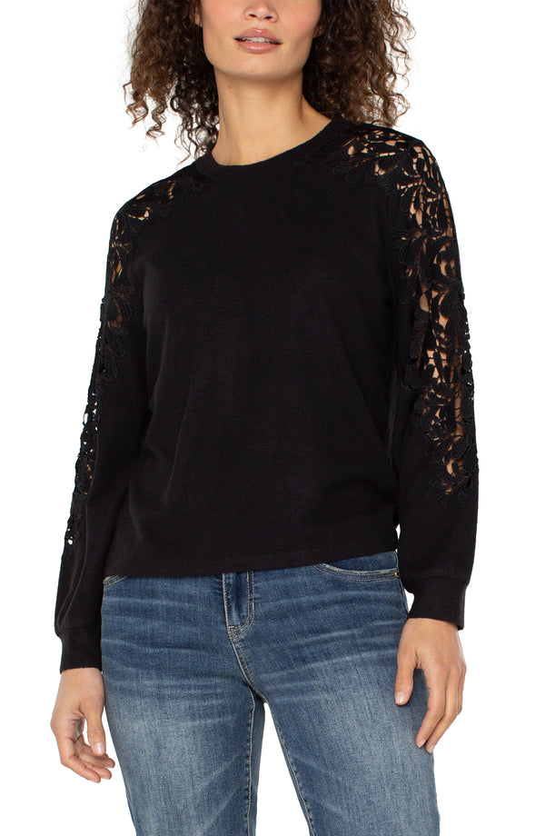 Liverpool Lace Inset Top | Black