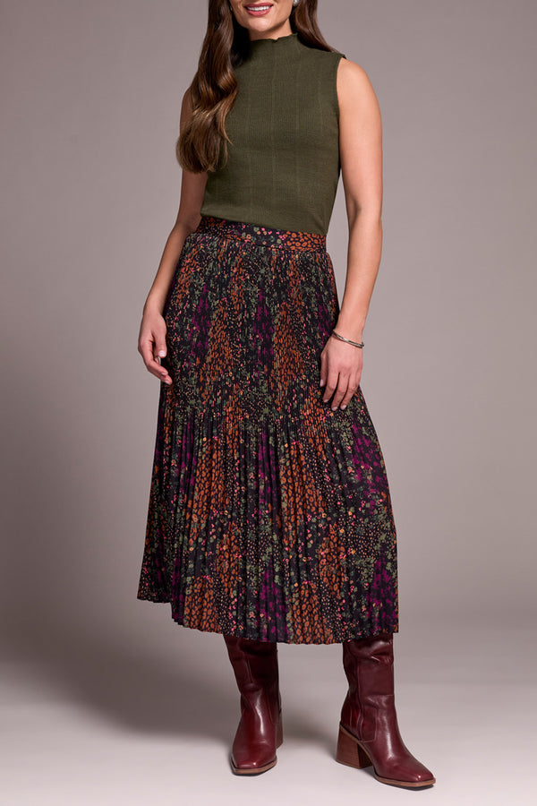 Tribal Plisse Skirt with Slit | Plum Wine