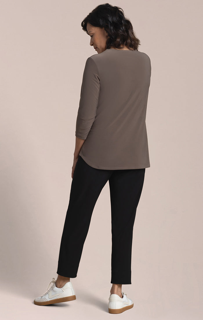 Sympli Go To Soft V-Neck Long Sleeve Top | Tapenade