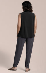 Sympli Sleeveless Echo Mock Neck Top | Black