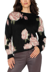Liverpool Crew Neck Dropped Shoulder Sweater | Black Floral