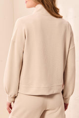 Tribal Mock Neck Zip Cardigan with Pockets | Sand Dune