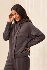 Tribal Techno Lux Mock Neck Zip Front Jacket |Tornado
