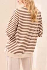 Tribal Cotton Crewneck Drop‑Shoulder Long Sleeve Top with Combo Trim  | Fossil