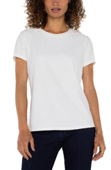 Liverpool Short Sleeve Crew Neck Tee with Rib Trim | White