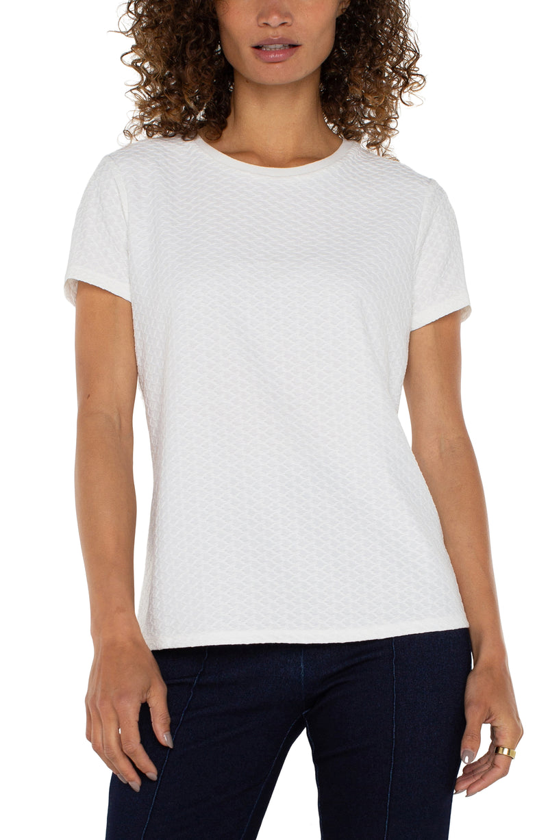 Liverpool Short Sleeve Crew Neck Tee with Rib Trim | White