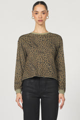 Dear John Denim Fremont Crew Neck Long Sleeve Top | Vetiver Leopard