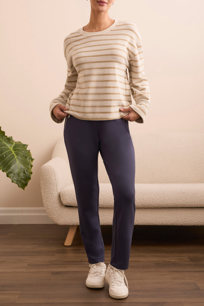Tribal Long Sleeve Striped Crew Neck | Ice Latte