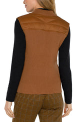 Liverpool Sleeveless Quilted Front Full Zip Sweater Vest | Tumeric