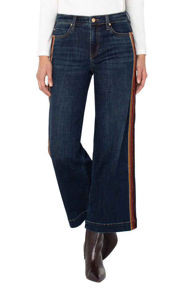 Liverpool Stride Wide Leg with Velvet Trim | Eastmoor