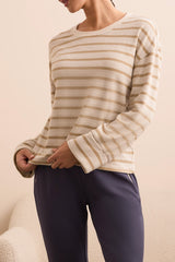 Tribal Long Sleeve Striped Crew Neck | Ice Latte