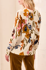 Tribal Printed Cable Cotton Crew Neck Sweater | Stellar