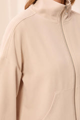 Tribal Mock Neck Zip Cardigan with Pockets | Sand Dune