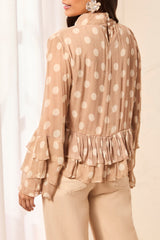 Tribal Mock Neck Peplum Blouse | Pashmina