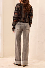 Tribal Brooke Cuffed Palazzo Jeans | Basalt