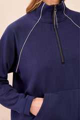 Tribal Techno Lux Raglan Pop Over with Zipper | Jet Blue