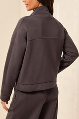 Tribal Techno Lux Mock Neck Zip Front Jacket |Tornado