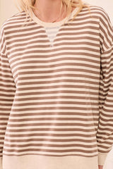 Tribal Cotton Crewneck Drop‑Shoulder Long Sleeve Top with Combo Trim  | Fossil