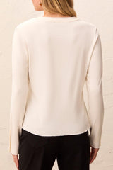 Tribal Crew Neck Top w/ Button Detail| Moonstone