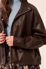 Tribal Relaxed Mock Neck Jacket | Saddle Brown