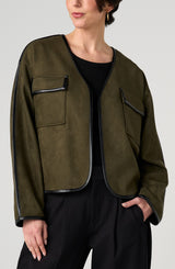 Liverpool Relaxed Open Front Jacket | Dark Olive
