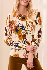 Tribal Printed Cable Cotton Crew Neck Sweater | Stellar