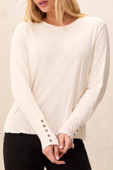 Tribal Crew Neck Top w/ Button Detail| Moonstone