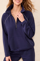 Tribal Techno Lux Raglan Pop Over with Zipper | Jet Blue