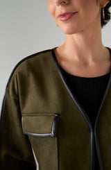 Liverpool Relaxed Open Front Jacket | Dark Olive