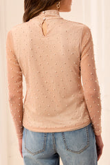 Tribal Piece Embellished Mock Neck Top | Winter Radiance