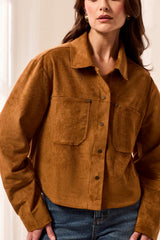 Tribal Snap Front Flowy Suede Shacket | Hazelwood