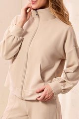 Tribal Mock Neck Zip Cardigan with Pockets | Sand Dune