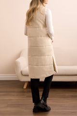 Tribal Zip Front Quilted Long Vest