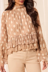 Tribal Mock Neck Peplum Blouse | Pashmina