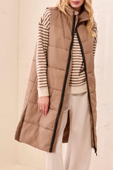 Tribal Zip Front Quilted Long Vest