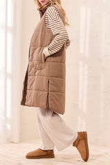 Tribal Zip Front Quilted Long Vest