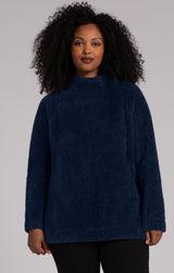 Sympli Cozy Funnel Neck Pullover-Navy