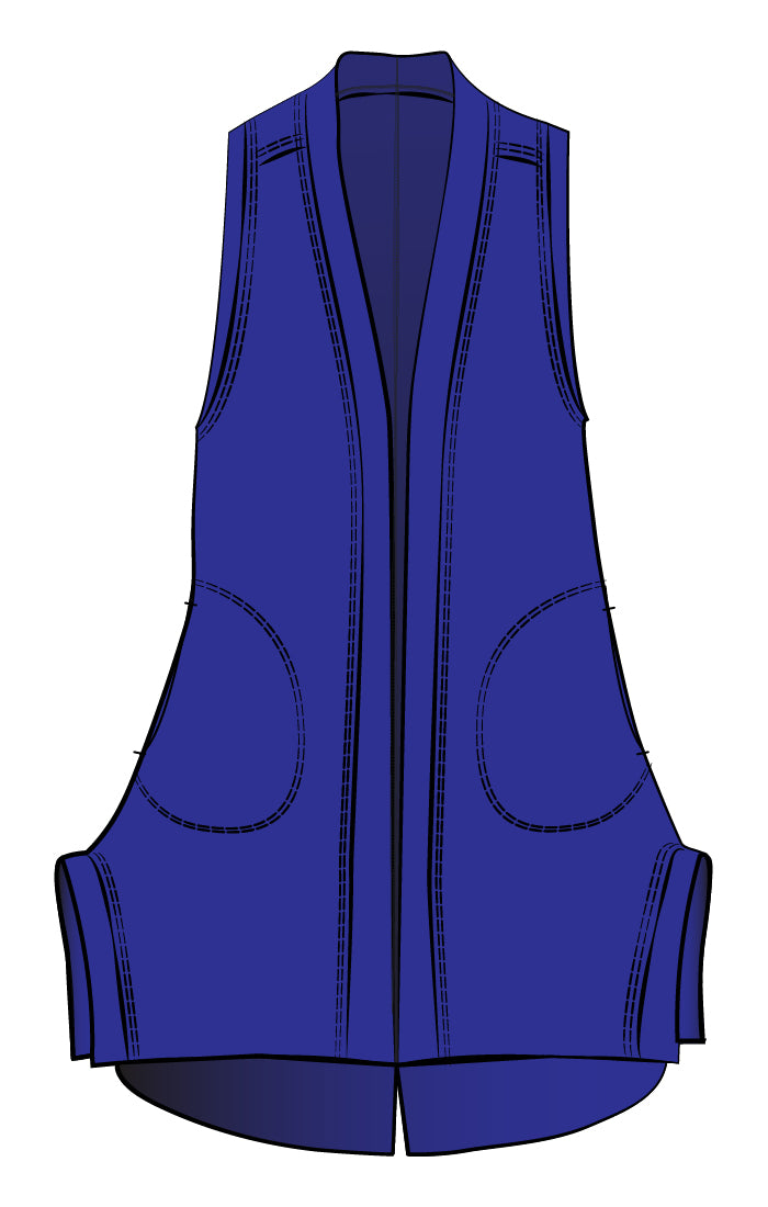 Sympli Flounce Gilet-Lapis