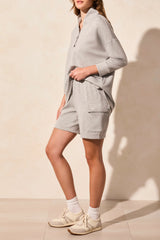 Tribal Pull Techno Lux Pull-On Cargo Shorts | Light Grey