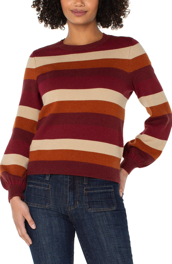 Liverpool Long Sleeve Crew Neck Sweater | Burgundy Stripe