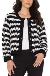 Liverpool Long Sleeve Cardigan Sweater | Black/White