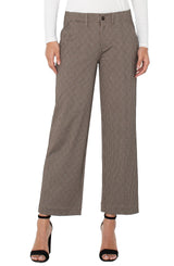 Liverpool Wide Leg Crop Trouser | Camel/Sand Stripe