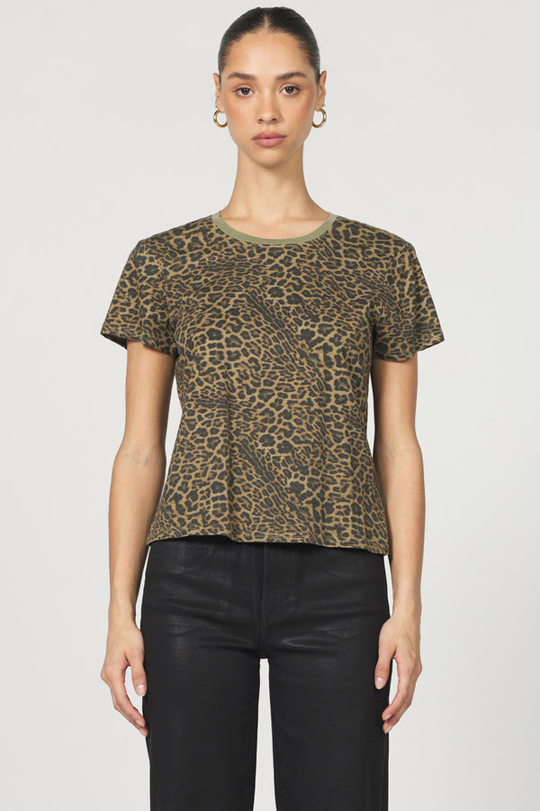 Dear John Denim Unity Crew Neck Short Sleeve Top | Vetiver Leopard
