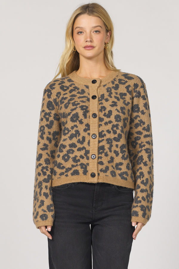 Dear John Denim Amina Button Up Sweater | Leopard