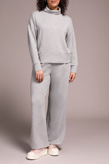 Tribal Long Sleeve Funnel Neck Top | Light Grey Mix
