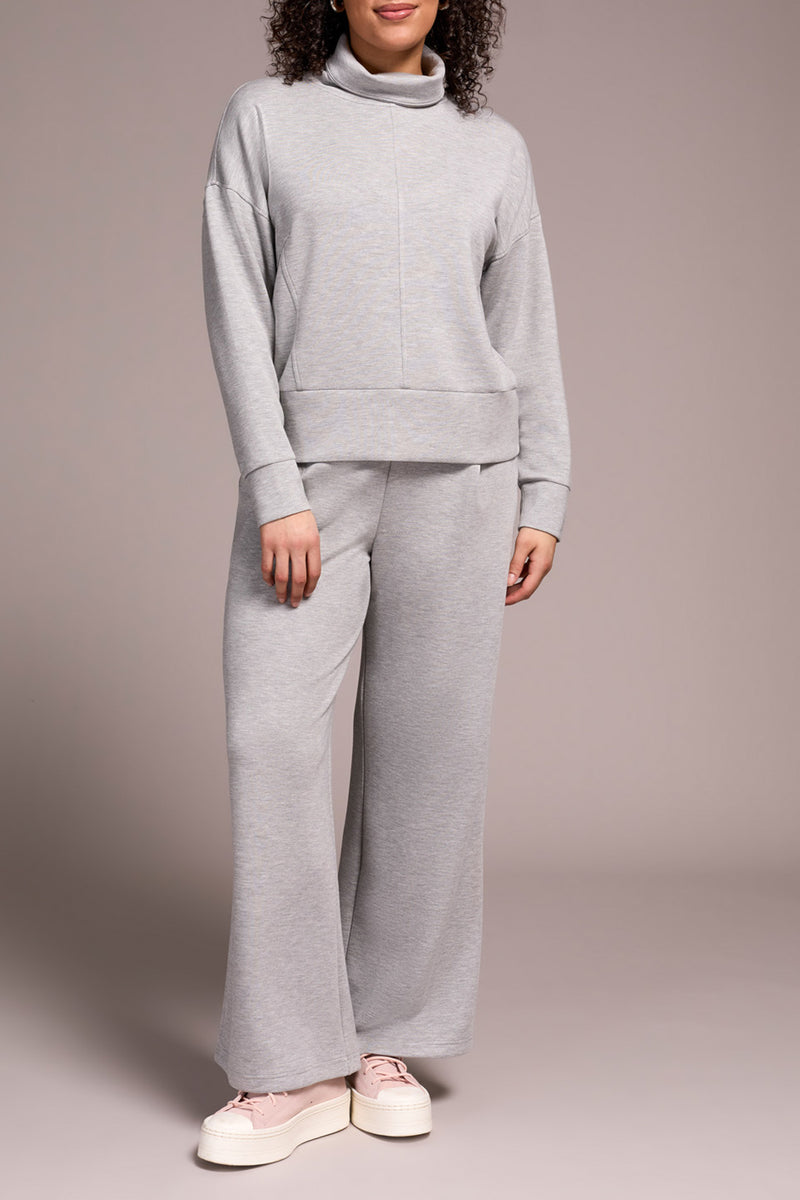 Tribal Long Sleeve Funnel Neck Top | Light Grey Mix