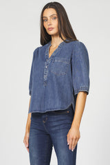 Dear John Denim Sidney Pop Over Short Sleeve |  Independence Blue