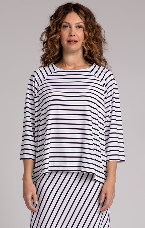 Sympli Navy Stripe Breezy Raglan Top